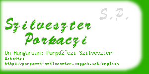 szilveszter porpaczi business card